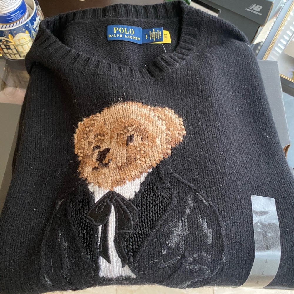 Polo by Ralph Lauren Black Sweater with Bear Design